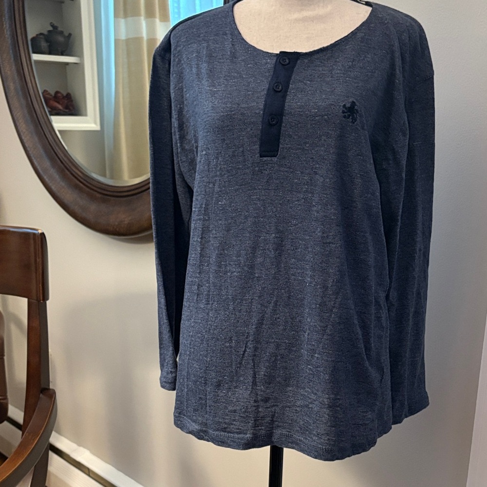 Men's Long Sleeve Henley Shirt - Dark Gray